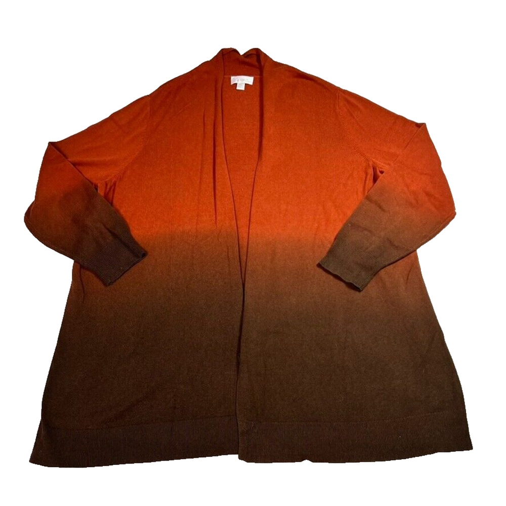 Belle Kim Gravel Sweater Cardigan Cotton Dip Dye Nutmeg Espresso XL A460371